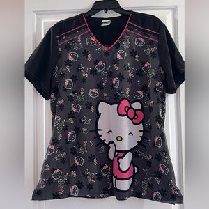 Hello Kitty Black and Pink Short Sleeve Scrub Top